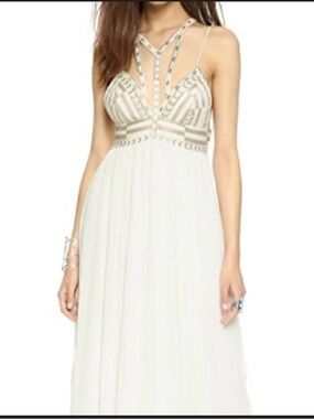 Free People Sacred Geometry Strappy Embroidered Maxi Dress